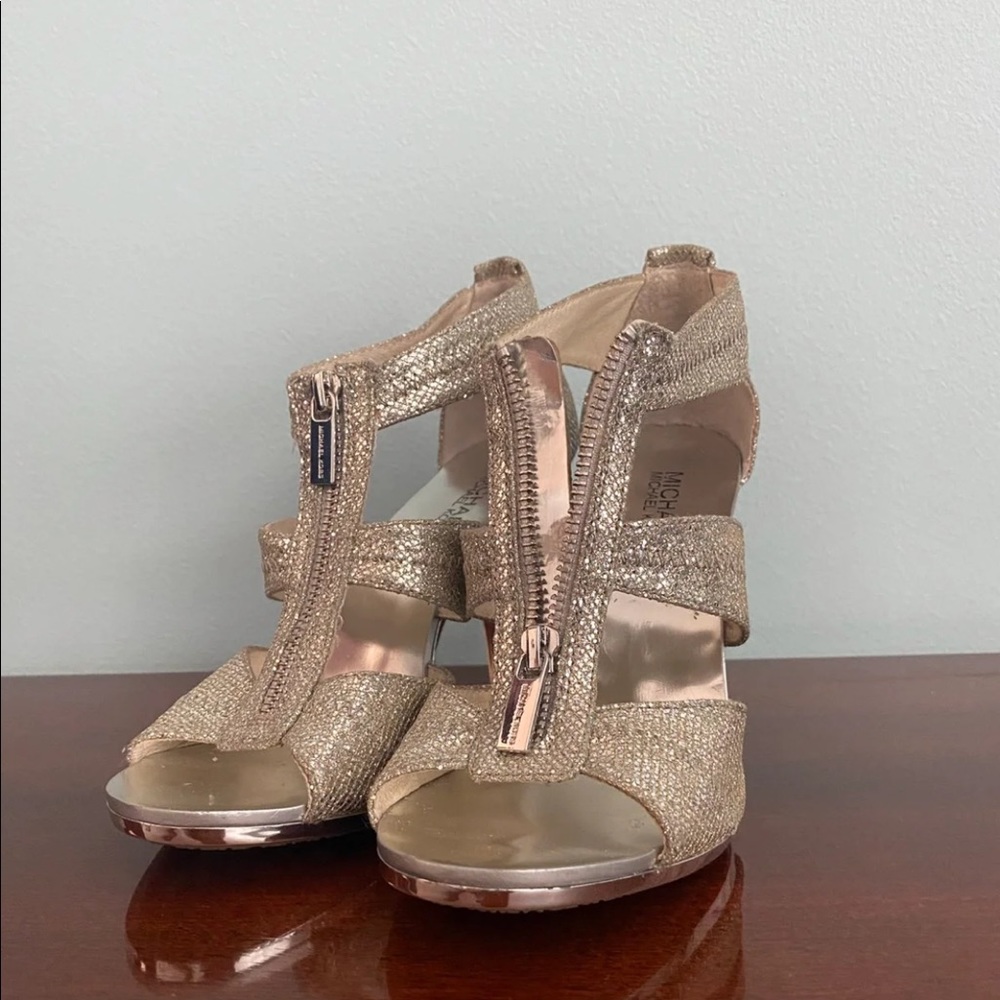 Michale Kors Silver T-Strap Heels